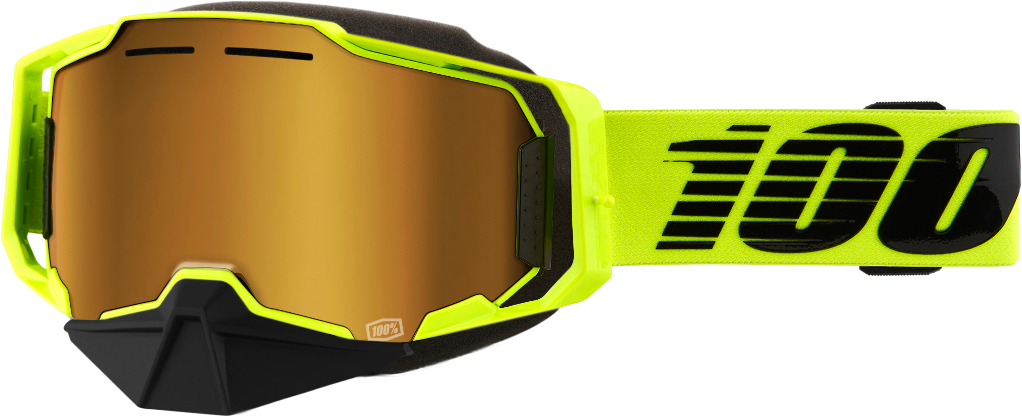 ARMEGA SNOWMOBILE GOGGLE NEON YLW W/ GLD MIRROR LENS