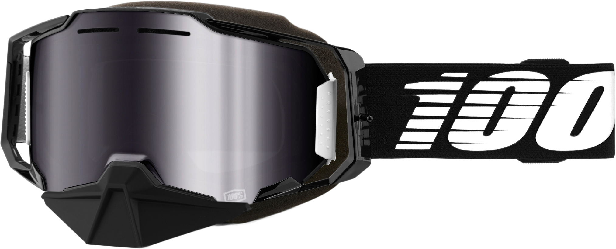 ARMEGA SNOWMOBILE GOGGLE BLK W/ SLVR FLASH MIRROR LENS