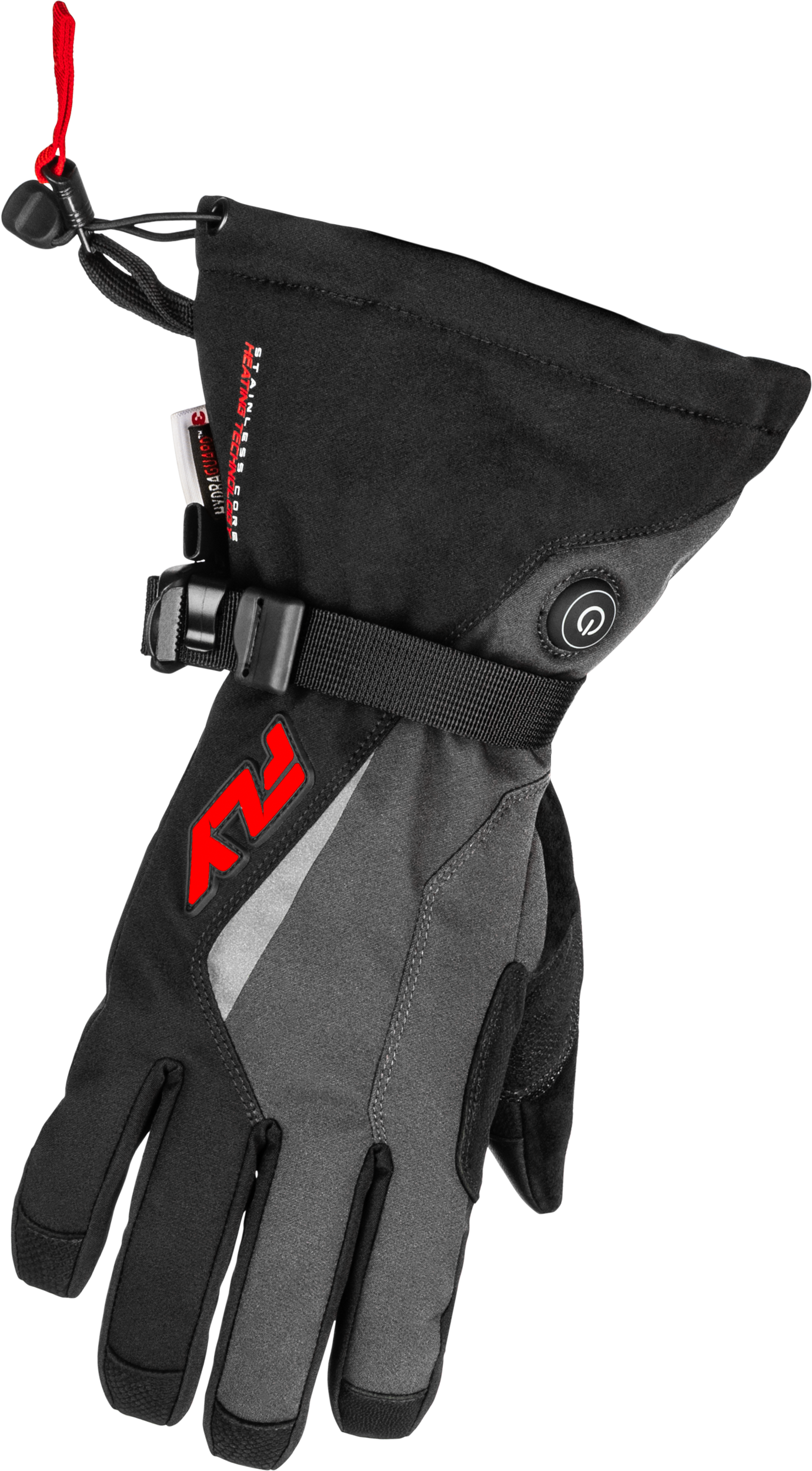 TITLE HEATED GAUNTLET GLOVES GREY/BLACK/RED LG
