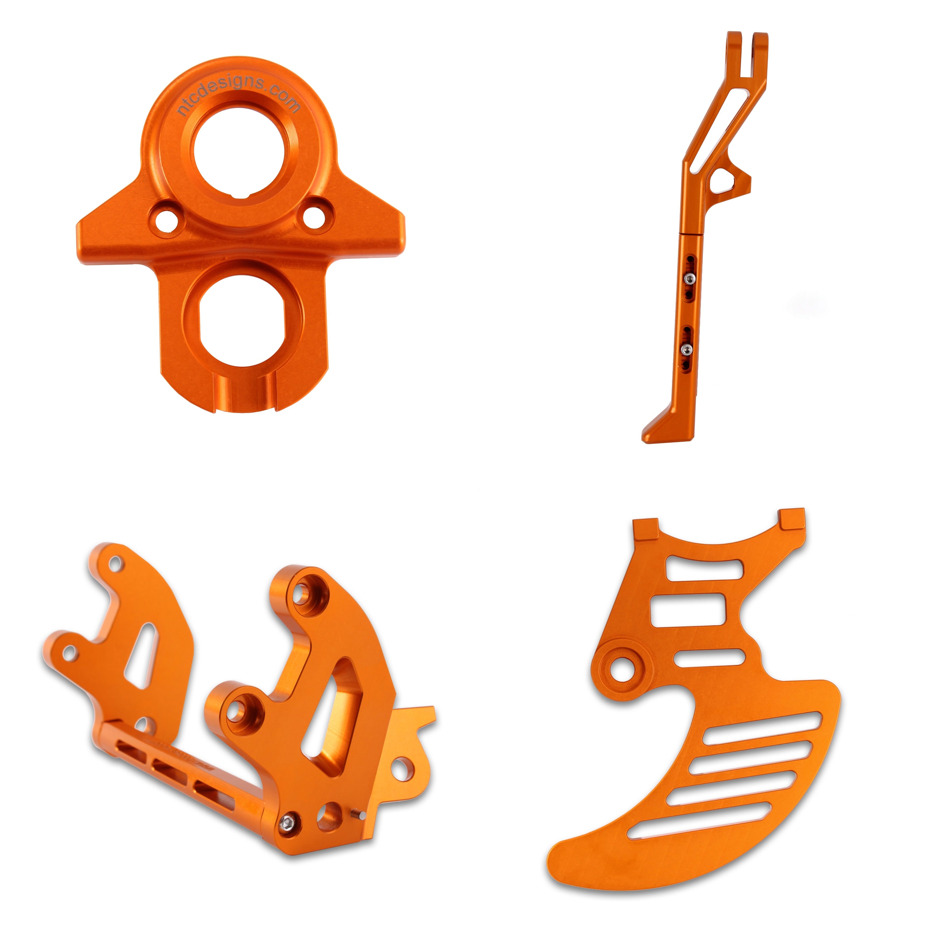 Surron Bike Upgrades Bundle - Orange - 20mm Lowering Peg Brackets, Ignition Key Plate, Shark Fin Disc Guard and Standard Adjustable Kickstand.